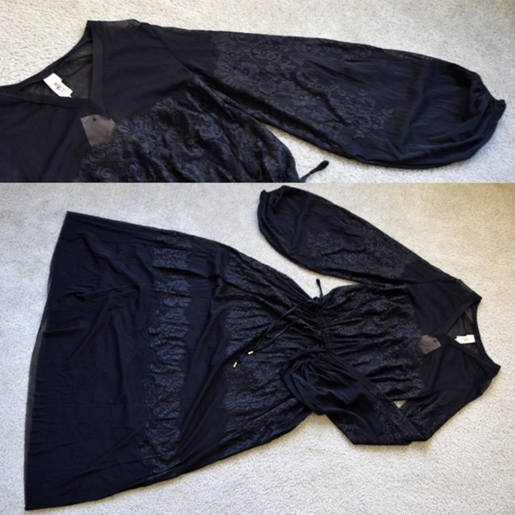 NWT Hot As Hell HAH Long Sheer Lace Mesh Dress - Picture 7 of 8